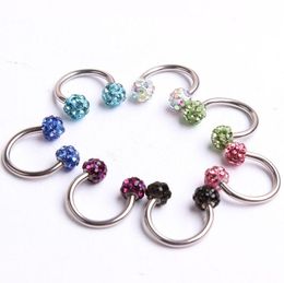 Neuspin N26 30 stks Meng 10colors Body Piercing sieraden Shamballa Disco Ball Wenkbrauwring Neusring7742240