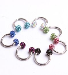 Neuspin N26 30 stks Meng 10colors Body Piercing sieraden Shamballa Disco Ball Wenkbrauwring Neusring1685228