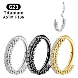 Neusring Piercing G23 Titanium Gold Zirkon Oorringen Kraakbeen Clicker Labret Septum Dames Helix Body Jewelry Unisex Industrial