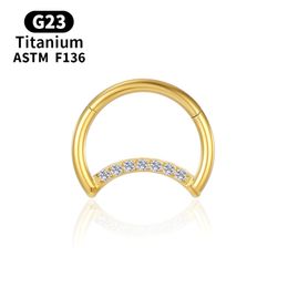 Anneau de nez Piercing Septum charnière Segment Cartilage titane femme Helix bijoux de corps Zircon Tragus boucles d'oreilles Sexy