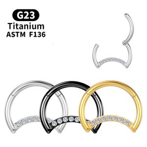 Anneau de nez Piercing Septum charnière Segment Cartilage titane femme Helix bijoux de corps Zircon Tragus boucles d'oreilles Sexy Clicker Labret