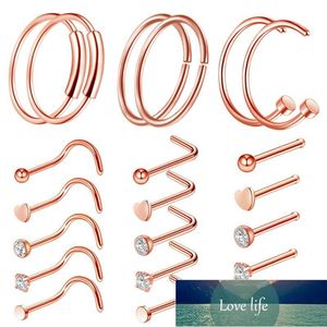 Nez Anneau Vente Diamant En Acier Inoxydable Hoop Nez Stud Vis Or Rose Boule Piercing Anneaux Piercing Corps Bijoux Gratuit