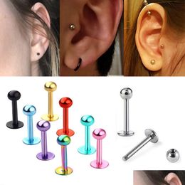 Salles de nez Studs 10pcs Ball Titanium en acier inoxydable Labret LIP Stud Chin Chin Ban Ring Tagus Piercing Body Bijoux Drop délivre DH2KC