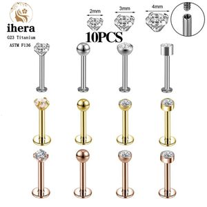 Neusringen Studs 10 STKS G23 Labret Piercing Lip Ring 16G F136 Interne Draad Neus Stud Oorbel Tragus Helix Kraakbeen Piercing Sieraden 231005