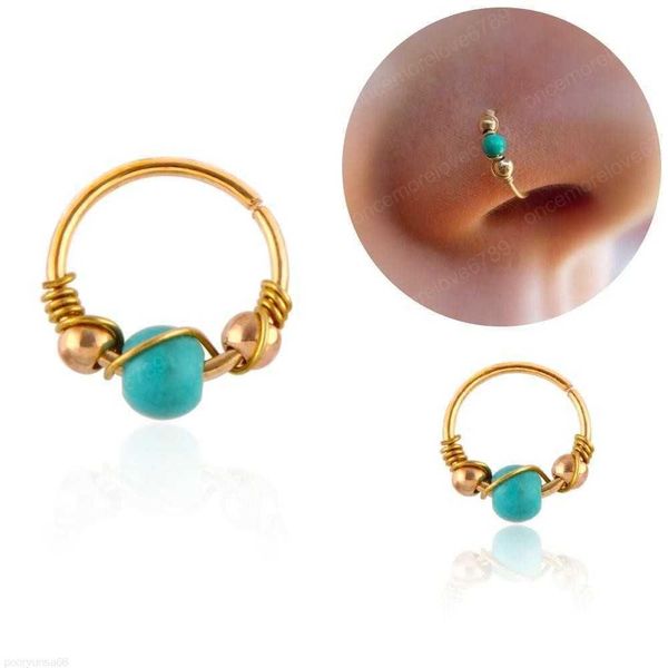 Anillos de nariz Studs 12 mm Moda Retro Anillo redondo con cuentas Nariz Aro Cuerpo Piercing Joyería Septum Clicker Labio Tragus Drop Entrega Dhiyp