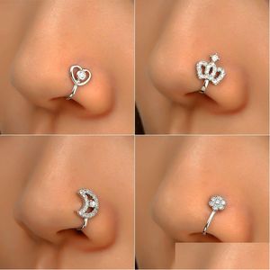 Anneaux de nez Studs 16 styles Sier plaqués faux pour femmes petit cristal Copper non perçant Clip sur le manchette féminin femelle bijoument dhvmr