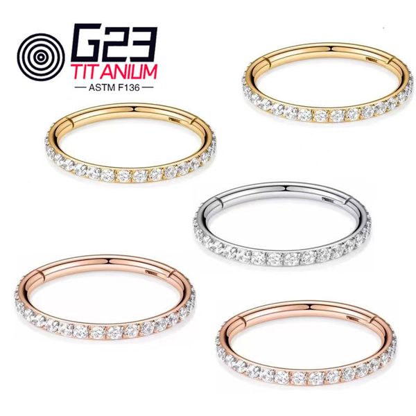 Nez Anneaux Goujons 1PC 6-12MM G23 CZ Opale Hinged Pitch Ring Nez Anneau Ouvert Petit Septum Nasal Cartilage Femmes Boucle D'oreille Perforé Bijoux 230605