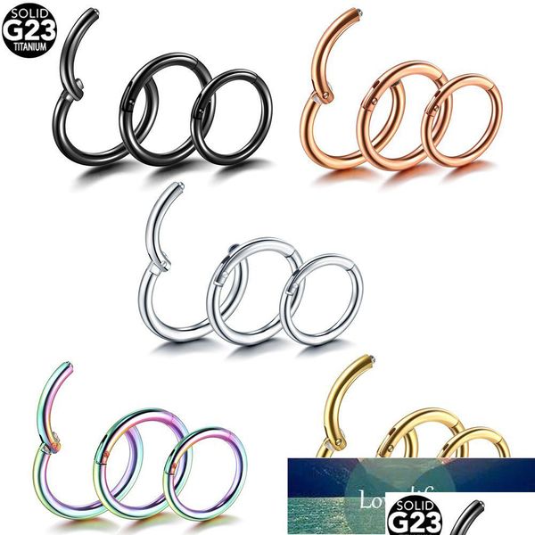 Anillos en la nariz Espárragos 1Pc G23 Anillo de segmento con bisagras de titanio Abierto Pequeño Septum Piercing Pendientes Mujeres Hombres Joyería del cuerpo del oído Facto Dhgarden Dhxfo