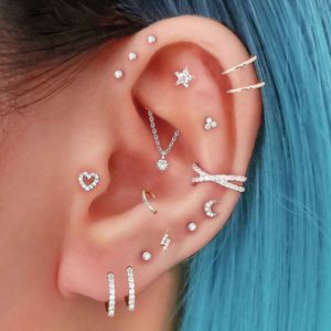 Neusringen Studs 1 pc tragus helix piercing oorbel voor vrouwen zirkoon maan ster kraakbeen hoepel oorclip roestvrijstalen sieraden 230325