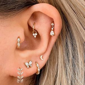 Nose Rings Studs 1PC Tragus Rook Helix Ear Piercing ring For Women Butterfly Zircon Cartilage Drop Moon Hoop Lobe Jewelry 230325