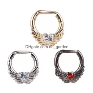 Neusringen Studs 316 L Chirurgisch stalen zirkoonring Hoop lichaam sieraden nep septum piercing drop levering dhgarden dhrsx