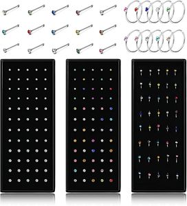 Neusringen Studs 4060PC Set Mode Kristal C-vorm Neusring Roestvrij staal Veelkleurig Bend Nose Stud voor vrouwen Aro Nariz Anneau Nez Piercing 231005