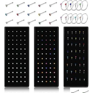 Neuspiercings Studs 40-delige set Mode Kristal C-vorm Ring Roestvrij staal Mticolor Bend Stud voor vrouwen Aro Nariz Anneau Nez Piercing Otgp5