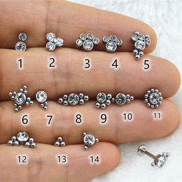 Neusringen studs 50 stcs groothandel body piercing sieraden 16g ball edelsteen lipbar lipret stud Monroe tragus ear helix kraakbeen oorbel 230325