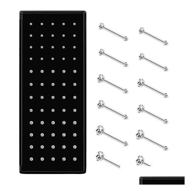 Bounons de nez Stumes 60pcs en acier inoxydable Piercing Pin de corps bijoux 1,5 mm 2 mm Drop Livraison Dhklo