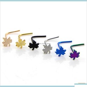 NEUR -ringen Studs 8 stijlen 316L Chirurgisch staal L -vormige Stud Maple Spider Skl Head Ring Piercing 6pcs Lot XLXYL AX1GR DROP DRAP