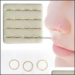 Nez Anneaux Goujons 8Mm Anneau 925 Sterling Sier Plain Hoop Piercing 16Pcs / Pack Drop Delivery 2021 Bdesybag Dhnly