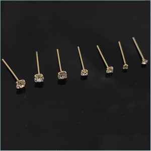 Neusringen Studs 925 Sterling Sier Stud Clear Crystal Pin Piercing Neus sieraden 36 %/Pack Drop Delivery 2021 Body BDesybag Otics