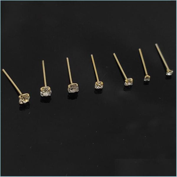 Nez Anneaux Goujons 925 Sterling Sier Stud Cristal Clair Pin Piercing Nez Bijoux 36 Pcs/Pack Drop Delivery 2021 Corps Bdesybag Otics