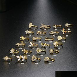 Anillos en la nariz Studs Allmatch Cobre con incrustaciones de circón Clip en forma de U Hueso del oído Anillo de punción antidolor no perforado Joyería al por mayor Dhgarden