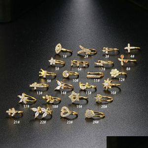 Neusringen Studs Allmatch Koper Ingelegd Zirkoon Uvormige Clip Oorbeen Niet-geperforeerd Antipijn Punctie Ring Sieraden Groothandelaren Dhgarden