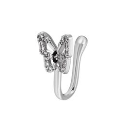 Neusringen studs bling kristal vlinder nep piercing neu ringen punk creatieve niet -clip ring oord manchet body sieraden dro dhseller2010 dhazo