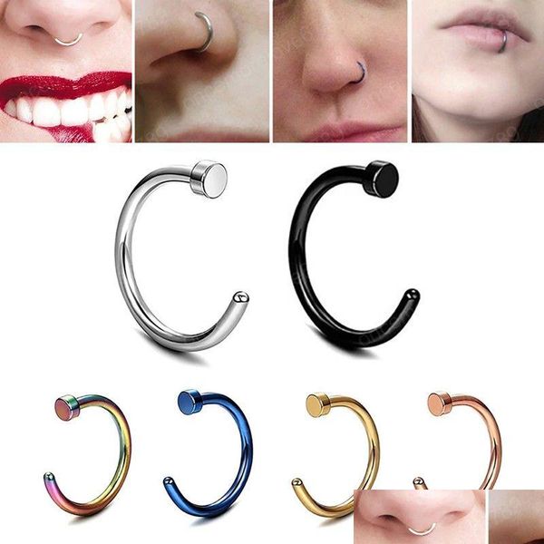 Nez Anneaux Goujons Clip Sur Anneau Faux Septum Non Piercing En Acier Inoxydable Faux Lip Hoop Boucles D'oreilles Tragus Stud Corps Bijoux Drop Deliver Dhdhe