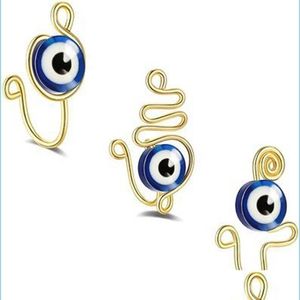 Anneaux de nez Goujons Fil de cuivre Clip en spirale sur l'anneau de nez Goujons Mauvais Yeux Forme de Serpent Faux Piercing Bijoux C3 Drop Livraison 2021 Corps DH Dh3Sl