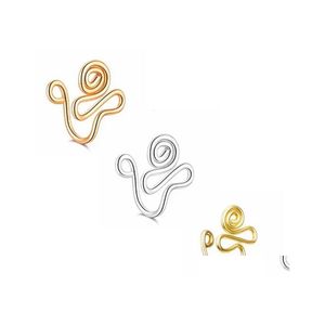 Neusringen Studs Koperdraad Spiraal nep Piercing Punk Gold Sier Color Clip kan ook oorclips manchet zijn voor feestcadeau -druppel Lever OTSF3