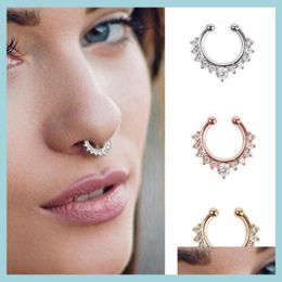 Nez Anneaux Goujons Anneau En Forme De C En Acier Inoxydable Non Perforé Faux Sterling Sier Bijoux Pour Femmes Drop Delivery Body Dh6Ig