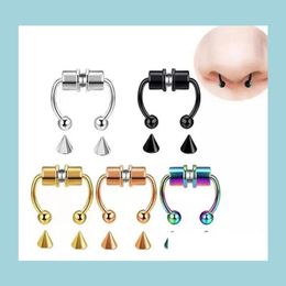 Nez Anneaux Goujons Faux Piercing Anneau Alliage Cerceau Septum Pour Les Femmes Corps Bijoux Cadeaux De Mode Magnétique Drop Delivery Dhgh1