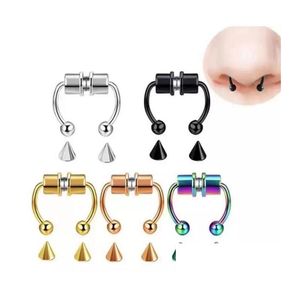 Anillos de nariz tachuelas falsas de aleación de anillo de perforación de anillo para mujeres regalos de joyería de cuerpo de moda entrega de caída magnética dhq9d