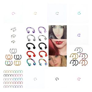 Anneaux de nez Stumes de mode en acier inoxydable Horseshoe fausse bague C clip lip perçage étalon pour femmes hommes haltères