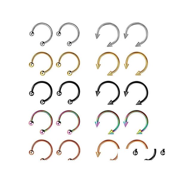 Anneaux de nez Goujons Mode Fer à cheval en acier inoxydable Faux Anneau C Clip Lip Piercing Stud Hoop pour Femmes Hommes 6/8 / 10Mm Drop Livraison Je Otqnw