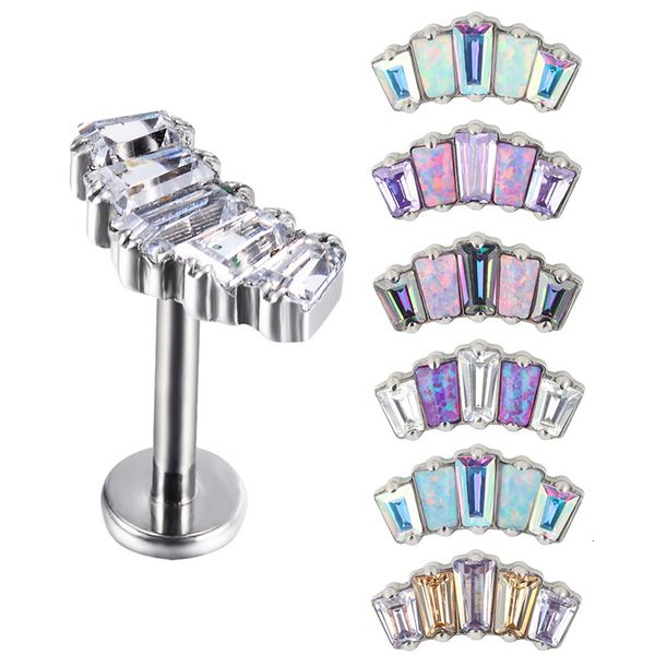 Nez Anneaux Goujons G23 Oreille 5 Oblong CZ Blaze Curve Top Fileté Labret PIERC Lip Stud Cartilage Tragus Helix Piercing Bijoux 230325