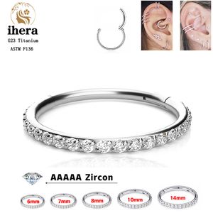 Nose Rings Studs G23 Silver Colors Round Earrings CZ Zirconia Body Clips Hoop Nose Rings Women Men Ear Cartilage Piercing Jewelry 230605