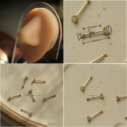 Anneaux de nez Studs Goldtutu Piercing Body Bijoux 14k Real Gold Custom Au585 230303 Drop livraison DH3DJ