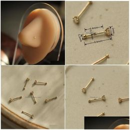 Nose Rings Studs Goldtutu Piercing Body Jewelry 14K Real Gold Custom Au585 230303 Drop Delivery Dh3Dj Otmku