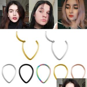 Anneaux de nez Goujons Segment articulé Anneau Septum Piercing Hoop Sourcil Cartiliage Boucle d'oreille en acier inoxydable Tragus Helix Clicker Bijoux de corps Dhf6P