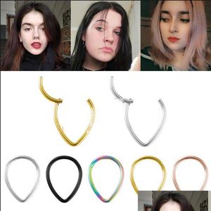 Anneaux de nez goujons segment articulé anneau septum piercing cerceau sourcil cartilage boucle d'oreille en acier inoxydable tragus hélice clicker bijoux de corps Dhv30