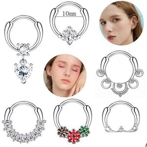 Anneaux de nez Studs cerceaux pour femmes en acier inoxydable médical corporel juif juif en gros 2023 new sier couleur zircon waterdrop drop dh0lv