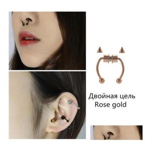 Neusringen studs magnetische nep piercing neu ring legering legering septum ringen voor mannen vrouwen sieraden geschenken drop levering body dhr8o