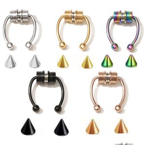 Magnetic Fake Septum Nose Rings - Non-Piercing Horseshoe Hoop Studs, 316L Stainless Steel, Variety of Colors
