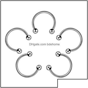 NEE NUES RINGS BUDEN NEES RINGEN BUDEN Mode roestvrijstalen Horseshoe Fake Ring C Clip Lip Piercing Stud Hoop voor vrouwen Men 6/8/10 mm D DHO7C