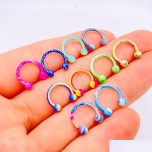 Anneaux de nez Goujons Anneaux de nez Goujons Mode Mixd Couleur 8 mm en acier inoxydable lèvre ongles corps clip cerceau femmes septum piercing bijoux partie Dheyw