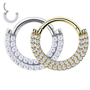 Neusringen Studs NEE -ringen Studs G23 Oor Kraakbeen Earring Earlobe Piercing Twee rijen CZ Zirkoon verharde neusringen Hoops Labret Lip Clicke ring sieraden