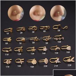 Anneaux de nez Studs de nez bouts de nez étalons en or faux perçage clip ringard