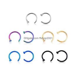 Neusringen Studs Neusringen Studs Titanium Stalen Ring Body Piercing Sieraden Open Hoop Earring Fake Drop Delivery Dh Dhgnx