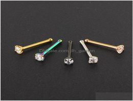 Neusringen Studs neusgat piercings CZ Crystal Piercing Stud roestvrij staalster Nariz sieraden gholten mix kleurval levering 7122555