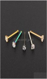 Anneaux de nez Goujons Piercings de narine Cz Crystal Piercing Stud Acier inoxydable Star Nariz Bijoux Wholes Mix Color Drop Delivery 8488294